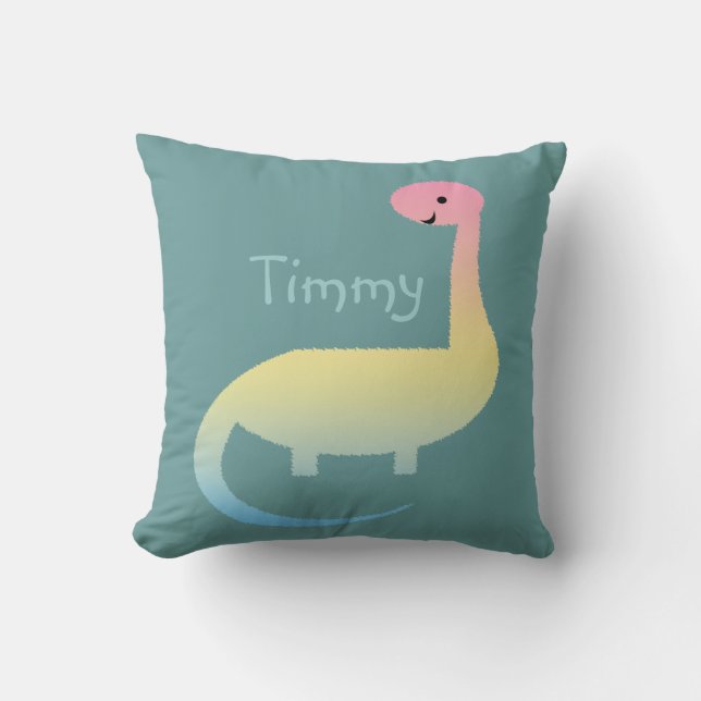 Personalized Kids Dinosaur Throw Pillow (Front)