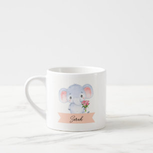 Personalized kids elephant espresso cup