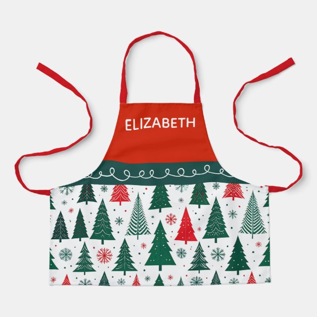 Personalized Kids Festive Christmas Baking  Apron (Front)