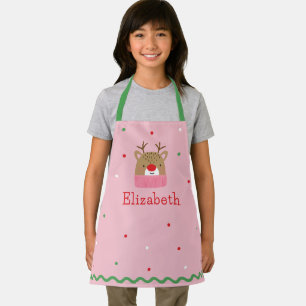 Personalized Kids Festive Reindeer Christmas Apron