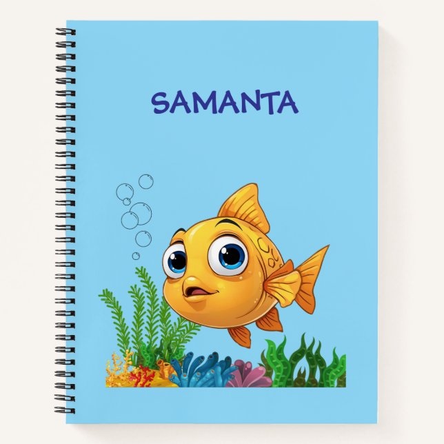 Personalized Kids Fish Spiral Notebook – Ocean  (Front)
