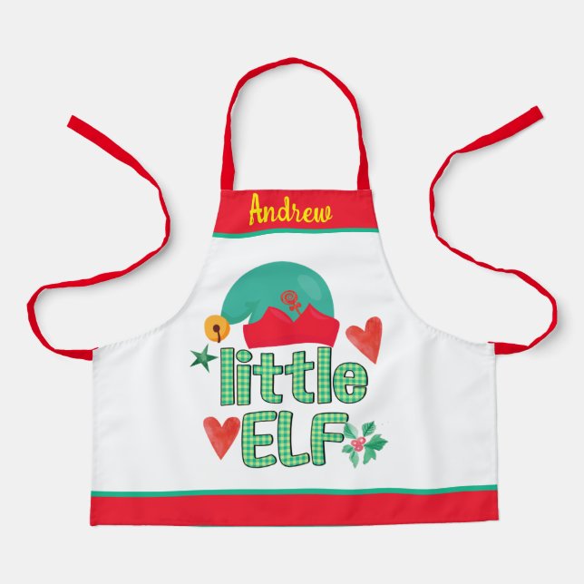 Personalized Kids Fun Santa Helper Elf Christmas Apron (Front)