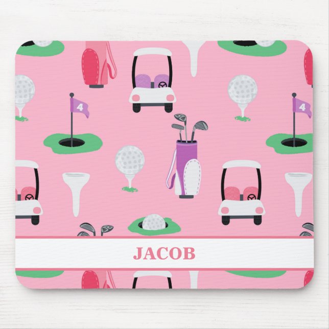 Personalized Kids Golfer Golfcart Golfing Sporty Mouse Pad (Front)