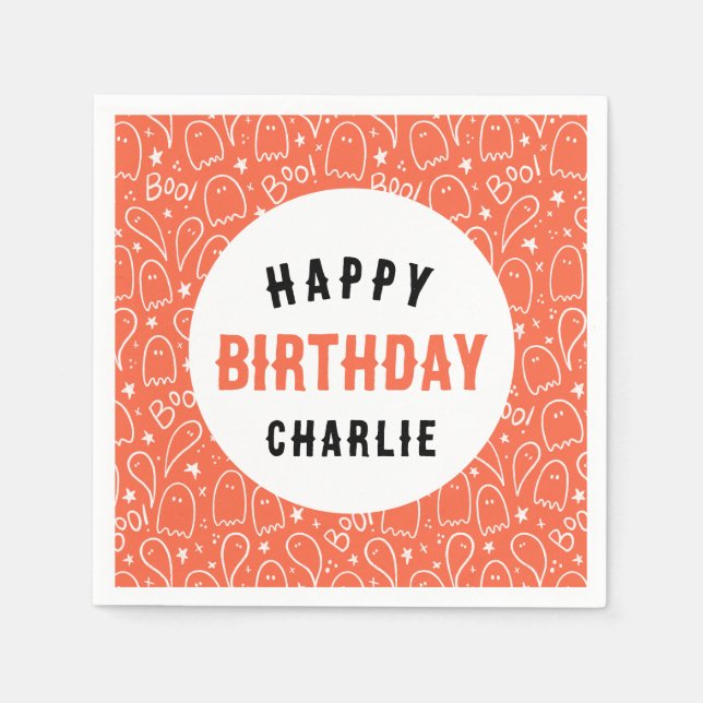 Personalized Kids Halloween Birthday Party Napkin (Front)