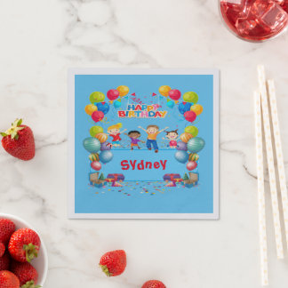 Personalized Kids Happy Birthday Cocktail Napkins 
