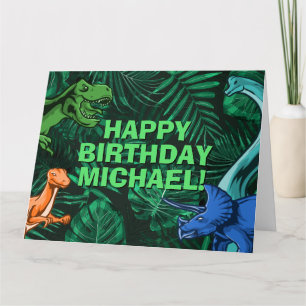 Personalized Kids Jurassic Dino Dinosaur Birthday Card