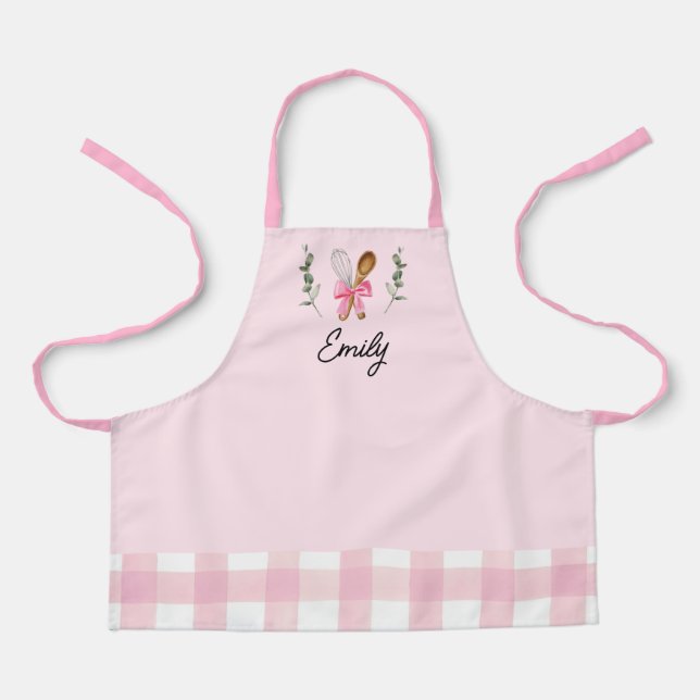 Personalized Kids Kitchen Pink Little Baker Apron (Front)
