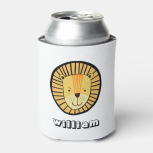 Personalized Kids Lion Jungle Animal Name Can Cooler