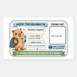 Personalized Kids Lost and Found QR Code Sticker