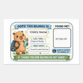 Personalized Kids Lost and Found QR Code Sticker