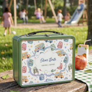 Personalized Kids Lunch Box, Name & Grade Metal Lunch Box