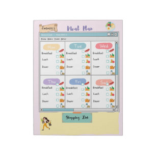 Personalized Kid's Meal Plan+Nutrition Check Box Notepad
