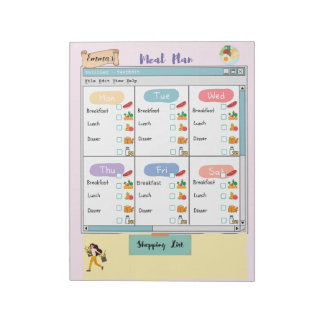 Personalized Kid's Meal Plan+Nutrition Check Box Notepad