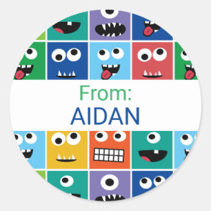 Personalized Kids Monster Party Custom Thank You Classic Round Sticker