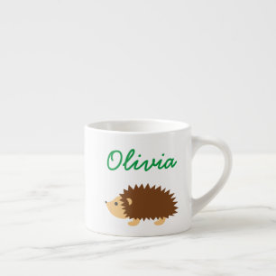 Personalized kid's mug with small hedgehog cartoon