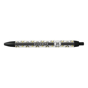 personalized kids name black gold volleyballs ink pen