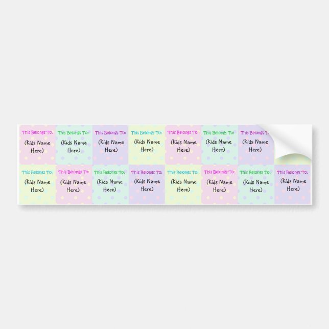 Personalized Kids Name Labels; Waterproof Stickers (Front)