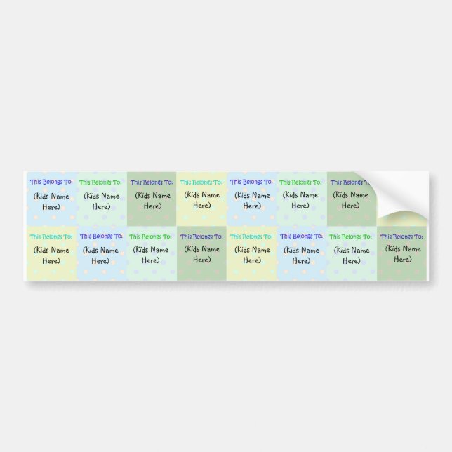 Personalized Kids Name Labels; Waterproof Stickers (Front)