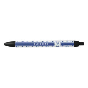 personalized kids name light dark blue volleyballs black ink pen