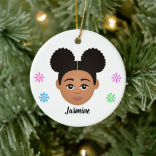Personalized Kids Natural Hair Ceramic Ornament