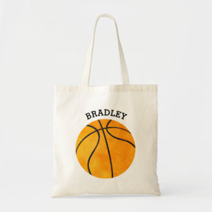Personalized Kids Orange Basketball Sports Boys Tote Bag