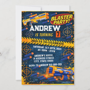 Personalized Kids Party Nerf Birthday Invitation