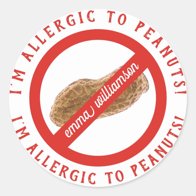 Personalized Kids Peanut Allergy Alert Classic Round Sticker (Front)