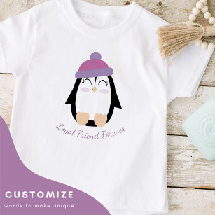 Personalized Kids Penguin (Pink) T-Shirt