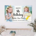 Personalized Kids Photo Collage Any Age Birthday Banner<br><div class="desc">Elegant script kids birthday banner for any age. Personalized with the text "happy x birthday" and a 2 photo collage of the girl. Use this welcome sign inside for a party, or outside to congratulate them. To change the photo placement: click on the button to customize it further, click on...</div>