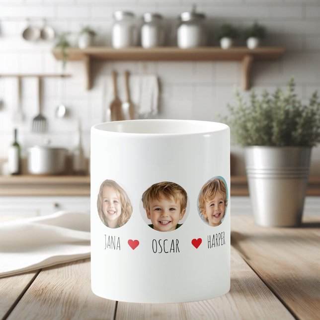 Personalized Kids Photo Mug with Names and Hearts (Creator Uploaded)