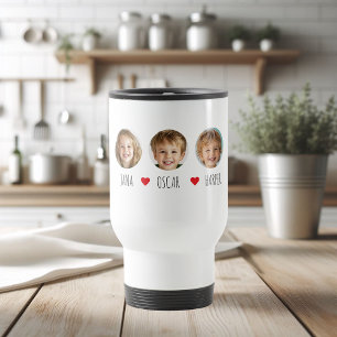 Personalized Kids Photo with Names and Hearts Travel Mug