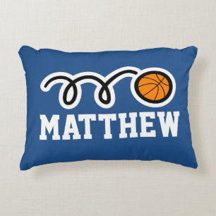 Personalized kids pillow with cute basketball ball