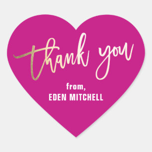 Personalized Kids Pink and Gold Heart Sticker