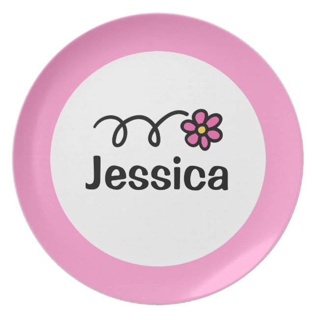 Personalized kids plate | Daisy flower for girl (Front)