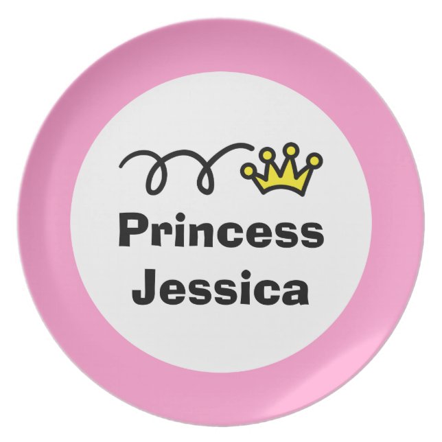 Personalized kids plate | Girl princess crown (Front)