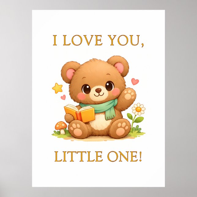 Personalized Kids Posters | Fairytale Reading Bear (Front)
