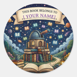 Personalized Kids Reading Adventure Bookplate Classic Round Sticker