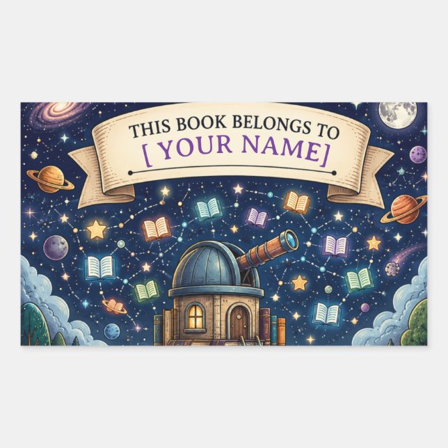 Personalized Kids Reading Adventure Bookplate Sticker (Front)