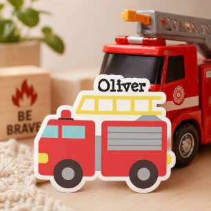Personalized Kids Red Fire Truck Stickers