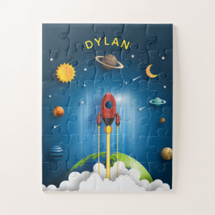 Personalized Kids' Rocket Ship Jigsaw Puzzle