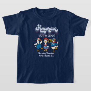 Personalized Kids Rocking Freedom 1776-2026 T-Shirt