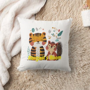 Personalized Kids Room with Cute Animals Throw Pillow