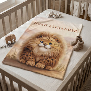 Personalized Kids Safari Cute Fluffy Leopard Fleece Blanket
