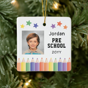 Personalized Kids School Colourful Photo Keepsake Ceramic Ornament