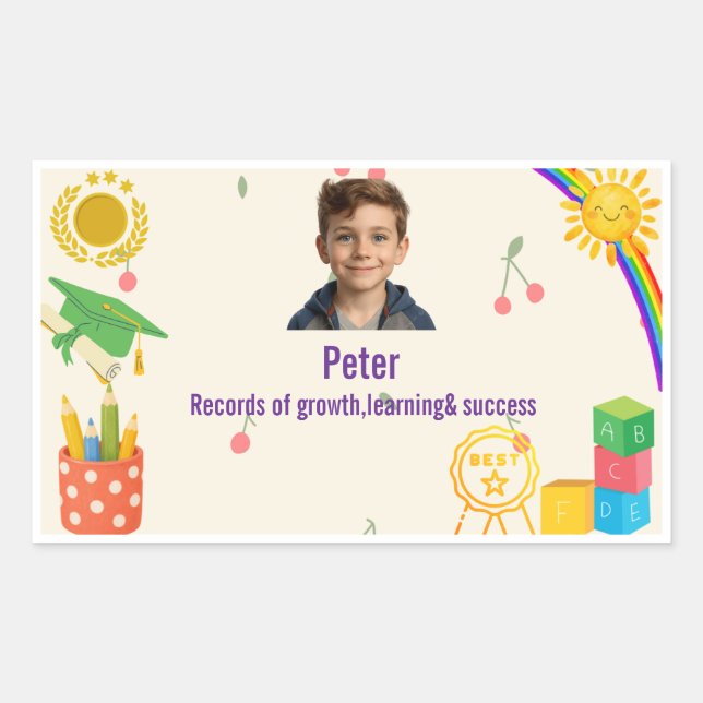 Personalized Kids School Document Sticker  (Front)