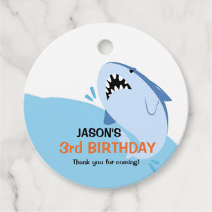 Personalized Kids Shark Birthday Party Supplies Favour Tags