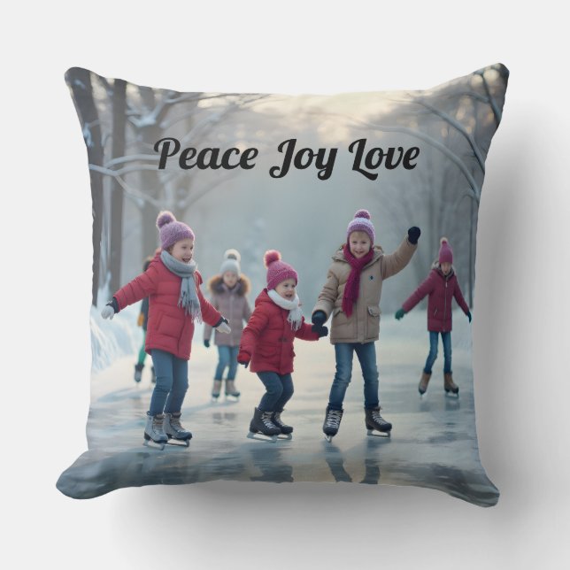 Personalized Kids Skating 2 Throw Pillow (Front)