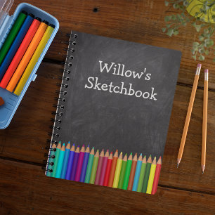 Personalized Kid's Sketchbook Pencils Notebook