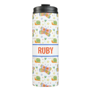 Personalized Kid's Snail and Butterfly Patterned Thermal Tumbler