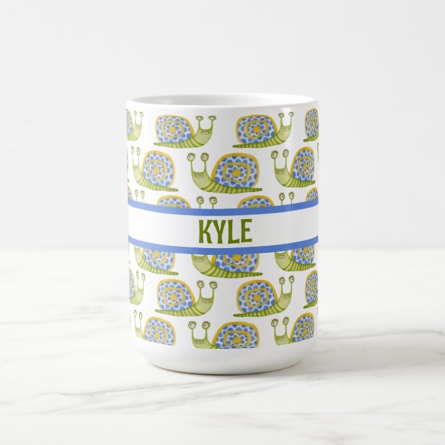 Personalized Kid's Snail Patterned Coffee Mug (Center)